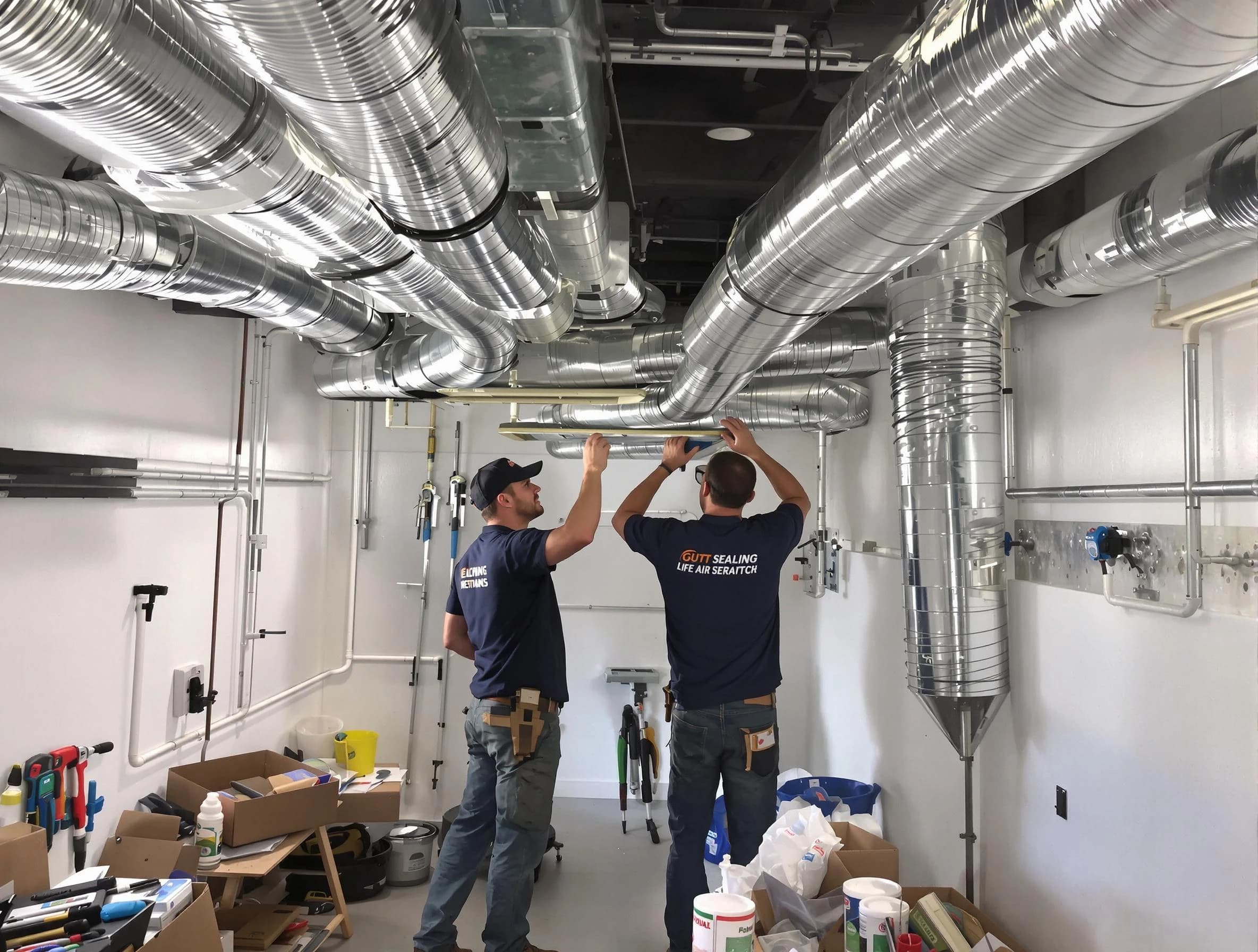 McDonough Air Duct Cleaning technician applying professional duct sealing solutions in McDonough