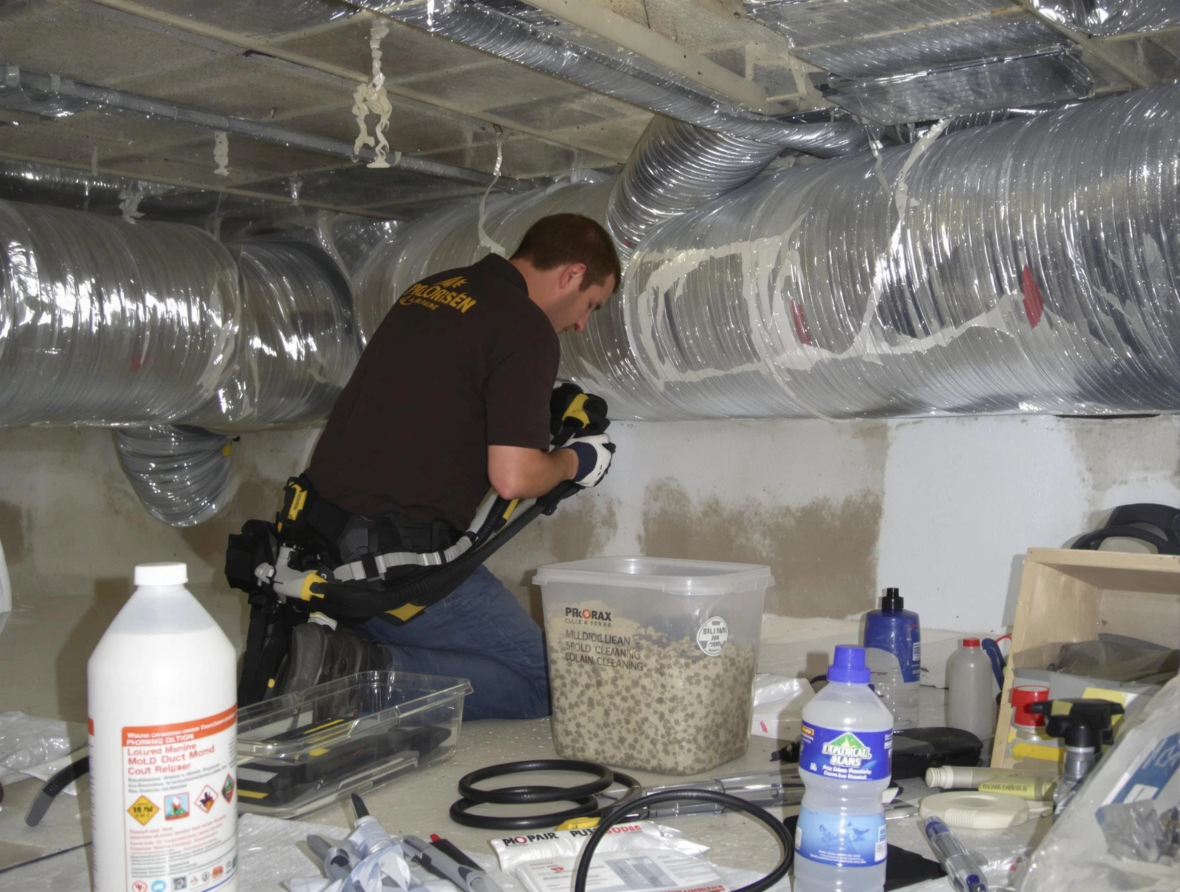 McDonough Air Duct Cleaning specialist performing professional mold removal from air ducts in McDonough