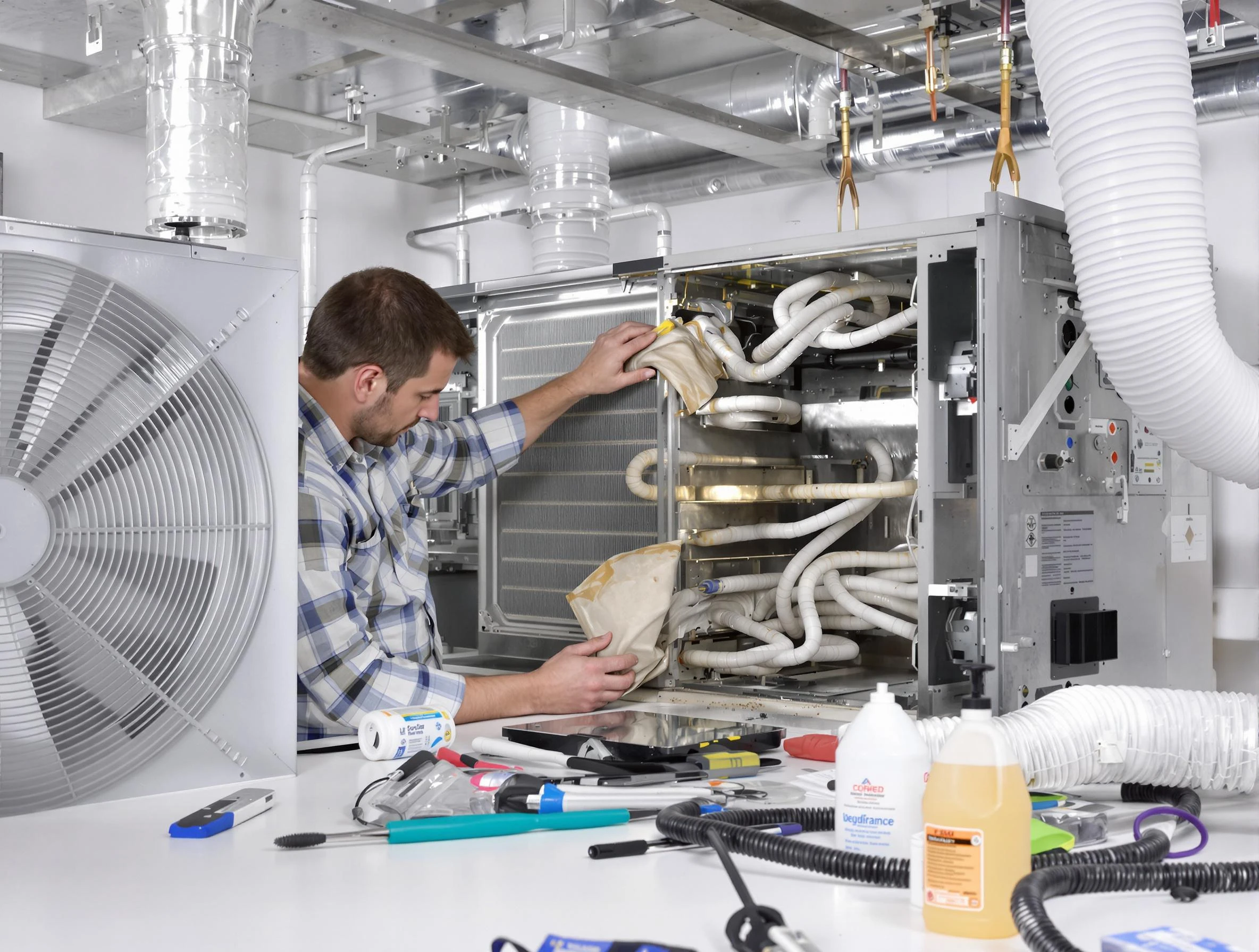 McDonough Air Duct Cleaning specialist performing precision AC coil cleaning in McDonough