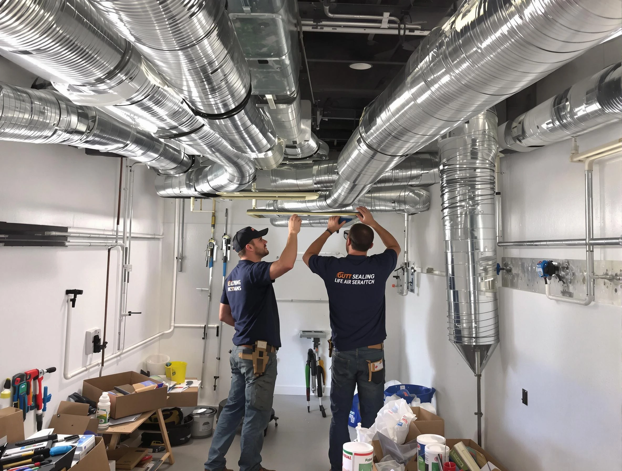 McDonough Air Duct Cleaning technician applying professional duct sealing solutions in McDonough