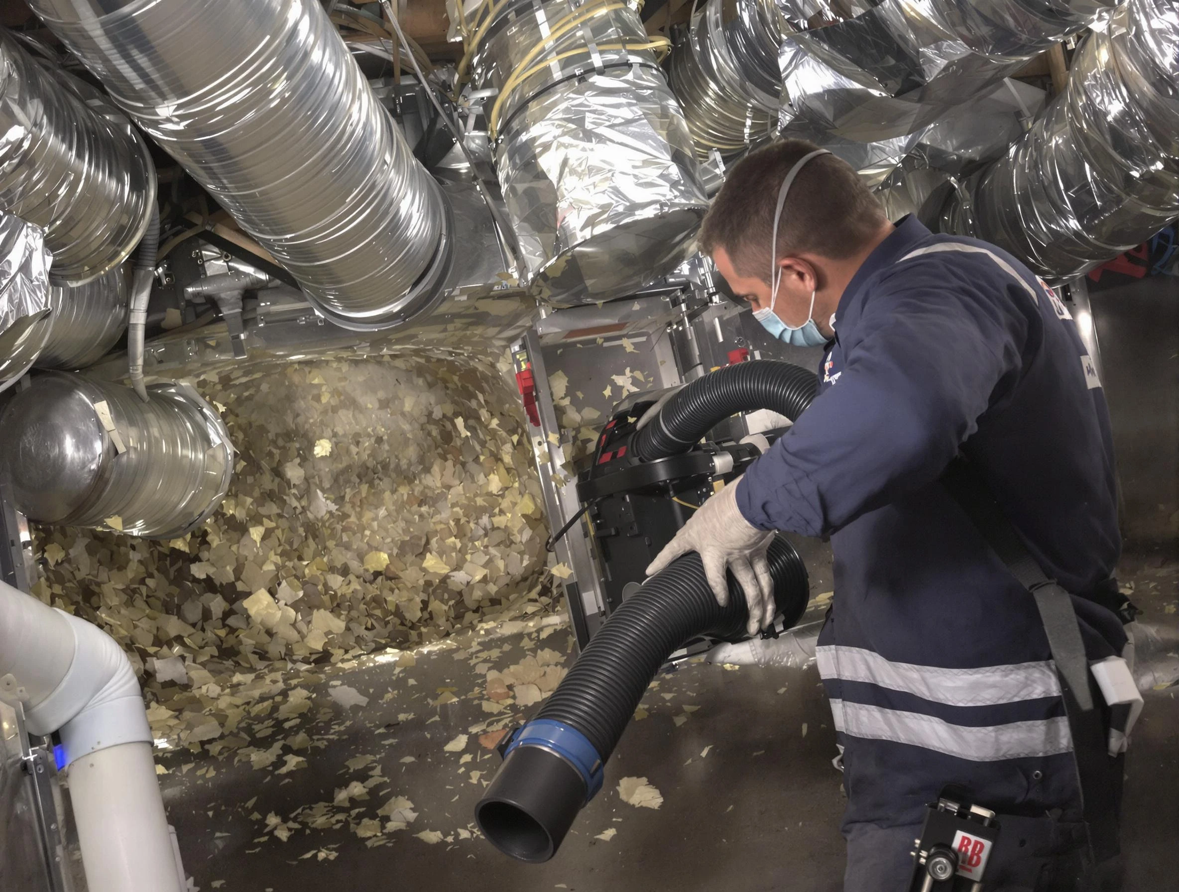 McDonough Air Duct Cleaning specialist operating negative pressure cleaning equipment for thorough duct maintenance in McDonough